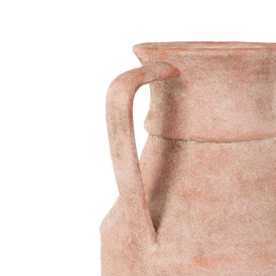 16" Pink Ceramic Antique Style Decorative Vase with Handles
